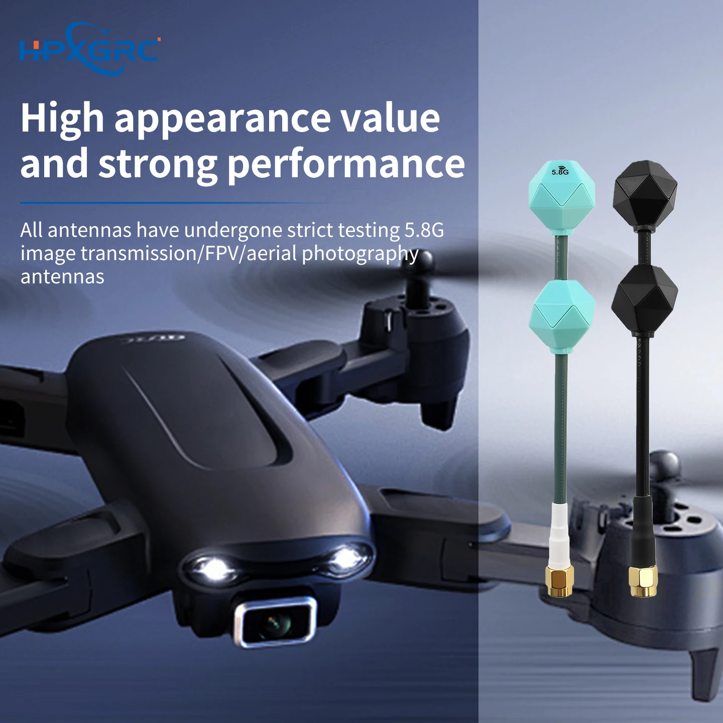 Antenne FPV 4.9G/5.8G RHCP RPSMA/SMA pour Drone