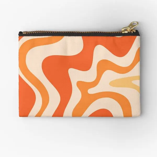 

Tangerine Liquid Swirl Retro Modern Abst Zipper Pouches Underwear Small Socks Coin Women Panties Cosmetic Pure Key Pocket Bag
