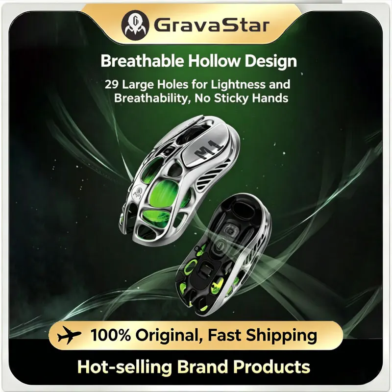 GravaStar Mercury M1 Pro 무선 게이밍 마우스 26000 DPI PAW3395DM 센서 경량 마그네슘 합금 트라이 모드 2.4G 블루투스 Fo