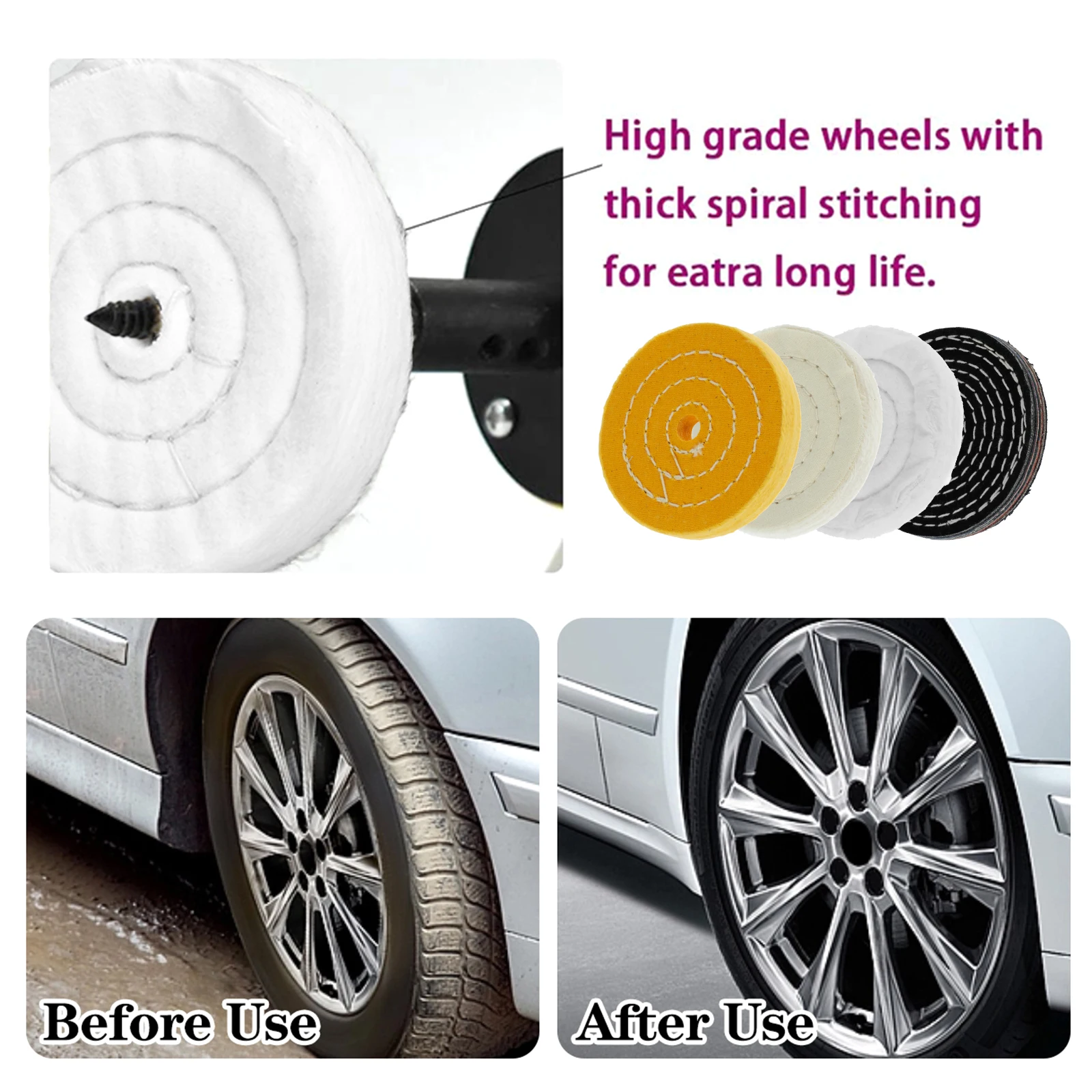 Reusable Cotton Polishing Wheel Kit for Metal Jewelry Glass