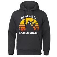 Pew Pew Madafakas Cat With Two Guns Print Tshirt Cotton O-Neck T Shirts Men Hip Hop High Quality Top Sport Summer Tshirts Male 1