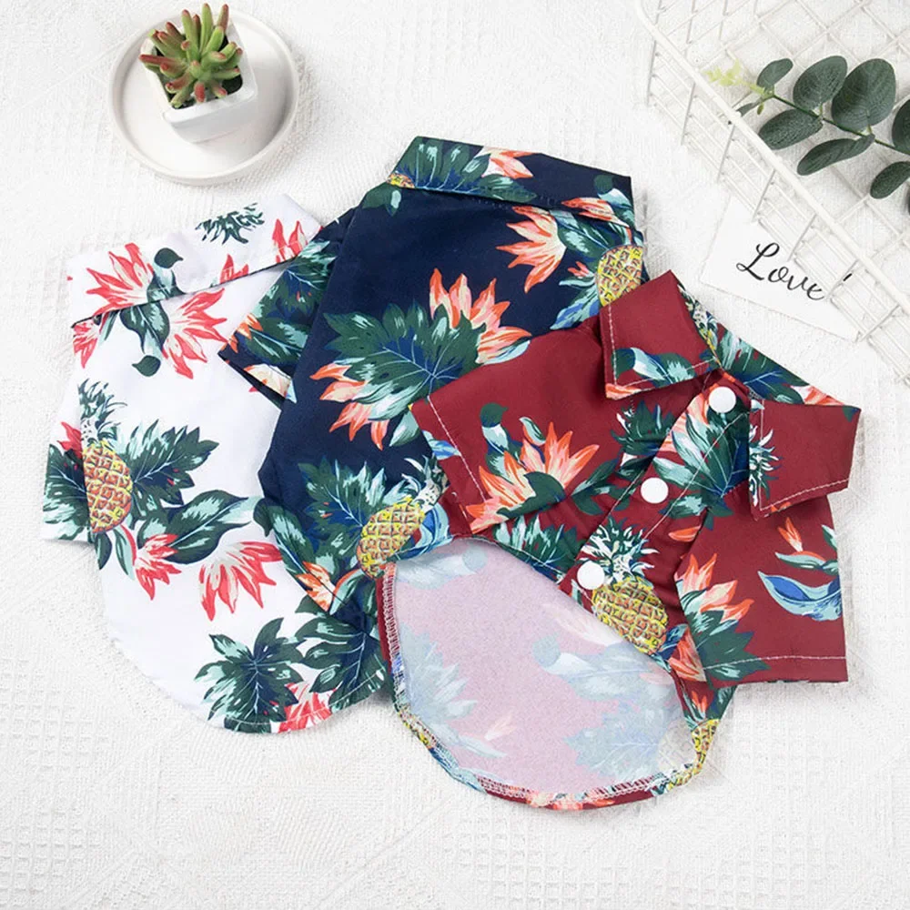 Hawaiian Dog Shirts Puppy Dog T-Shirts With Coconut Tree Print Pet Apparel Suit For Small To Medium Dogs Cats pet dog shirt dog suit