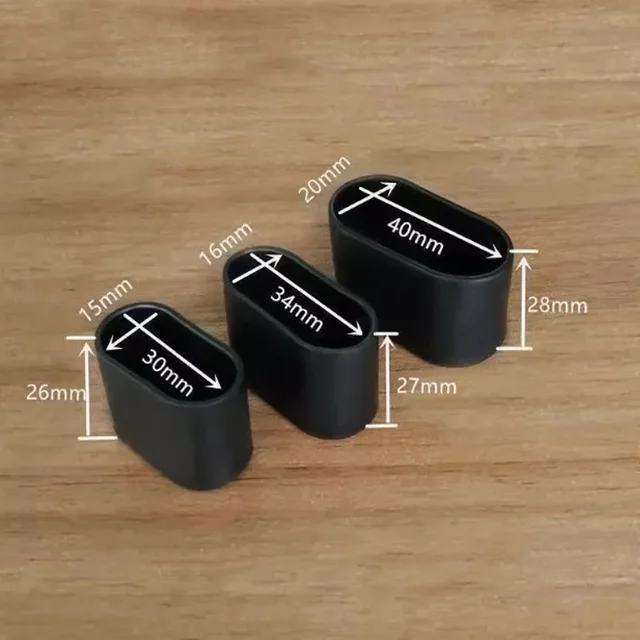 Black PVC Oval Table Foot Pipe Cover Table Chair Leg Tips Caps Square Feet Pads Anti Slip and Silent Protect 3