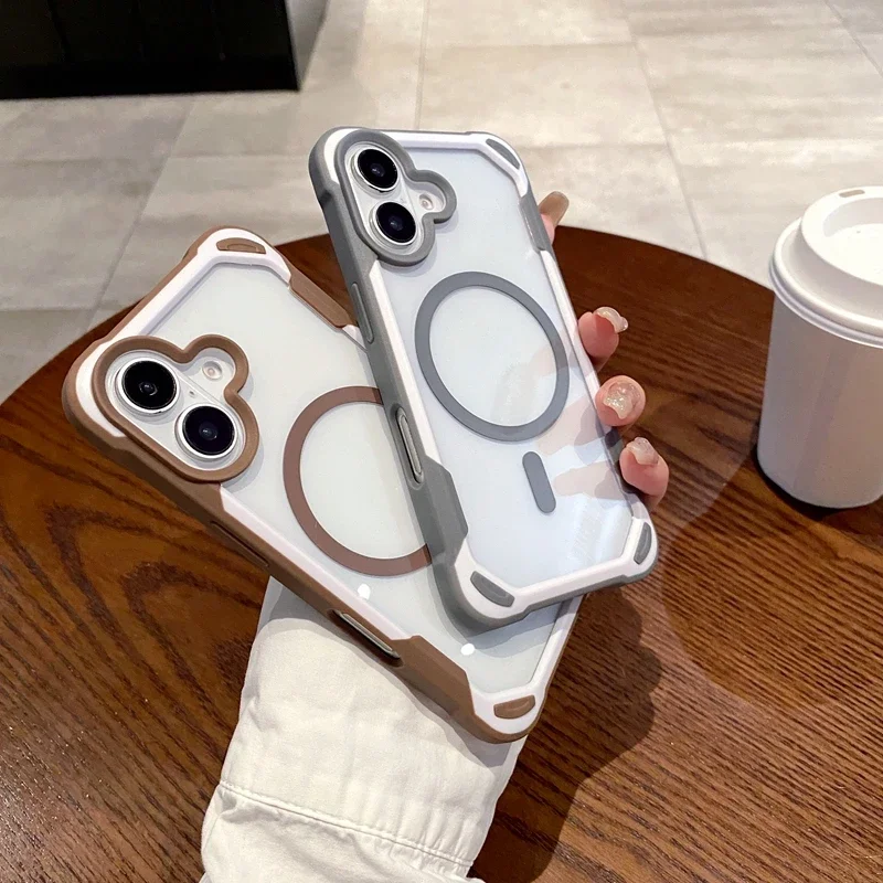 Luxury Armor Magnetic Clear Hard Bumper Phone Case - Dual Color Design