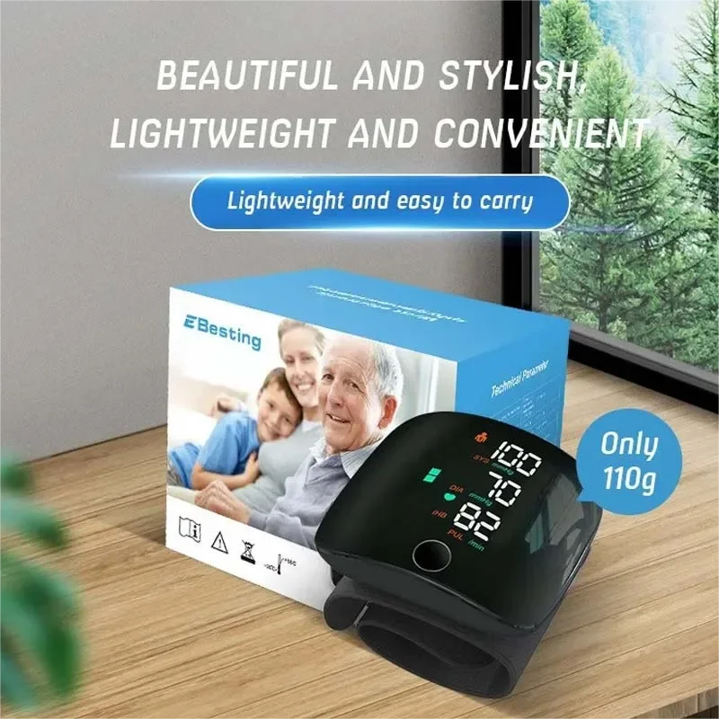 Digital Wrist Blood Pressure Monitor Sphygmomanometer Rechargeable Tonometer Tensiometer Heart Rate Meter BP Monitor
