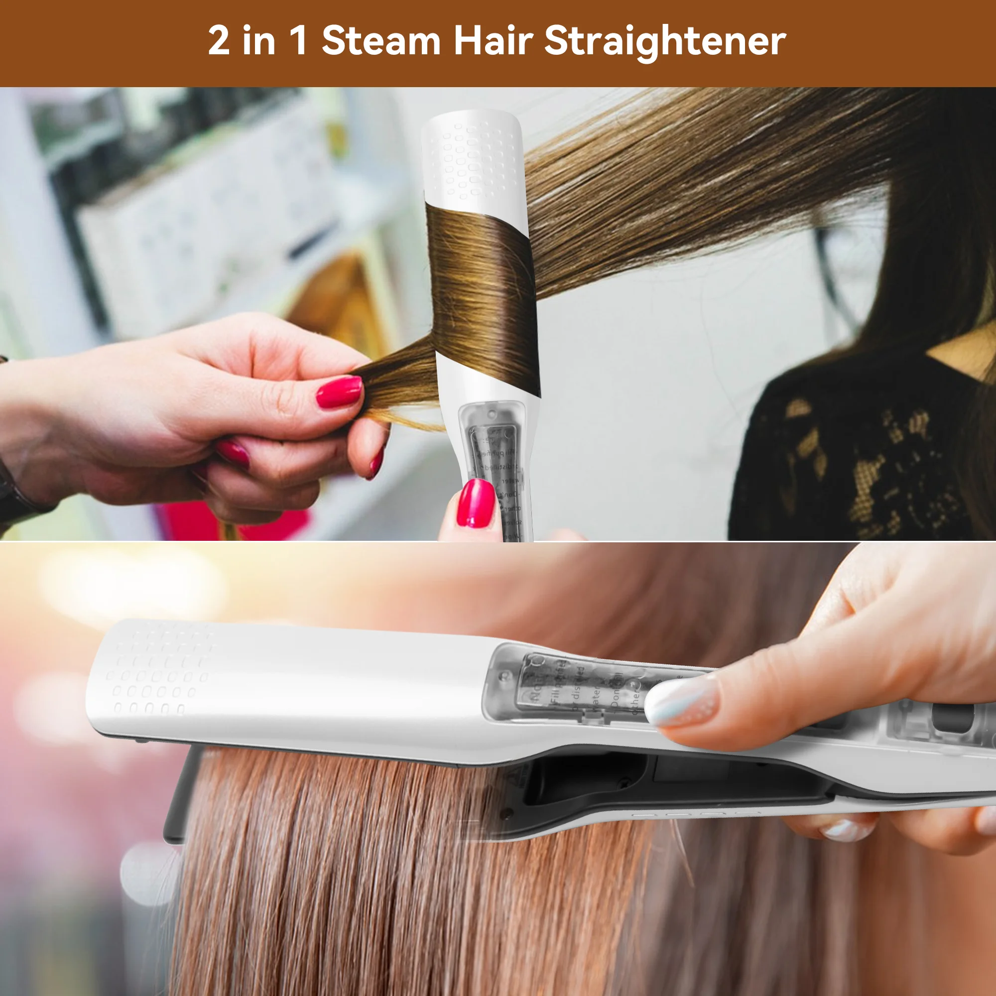 Steam Hair Straightener Professional Salon Nano Titanium Ceramic Steam Flat Iron Hair Straightening Irons for Smooth 6