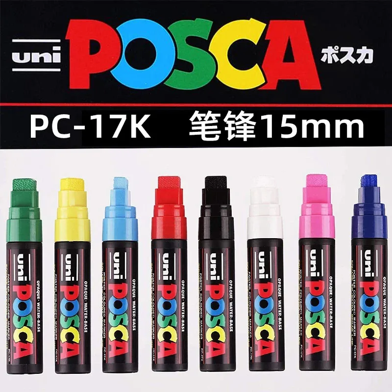 1pcs Uni POSCA Plumones PC-17k Paint Marker Pen Big Thick Head Pop Poster Advertising Water-based Pen Graffiti Painting 15mm 2
