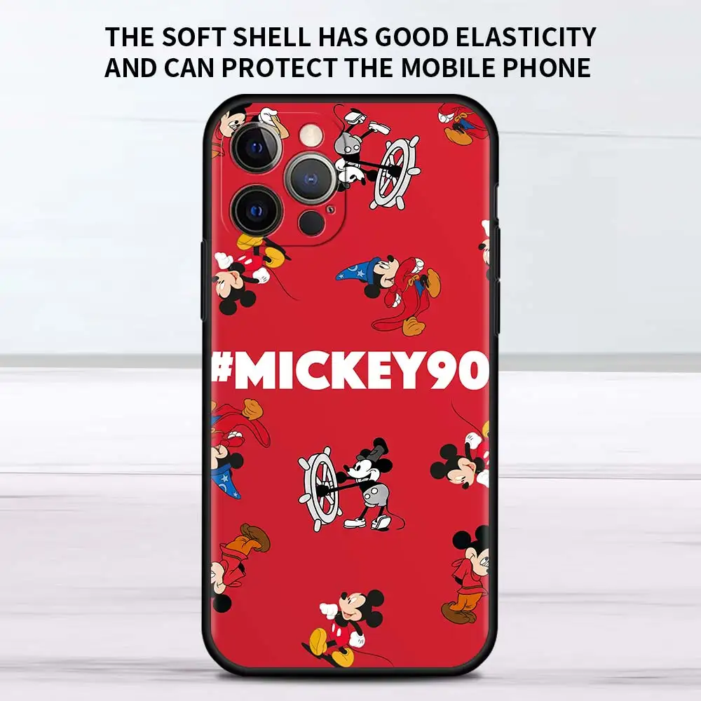 Cute Mickey Mouse Cartoon Case For Apple iPhone 13 11 12 Pro 7 XR X XS Max 8 6 6S Plus 5 5S SE 2022 13Pro Black Soft Phone Cover iphone 13 pro phone case