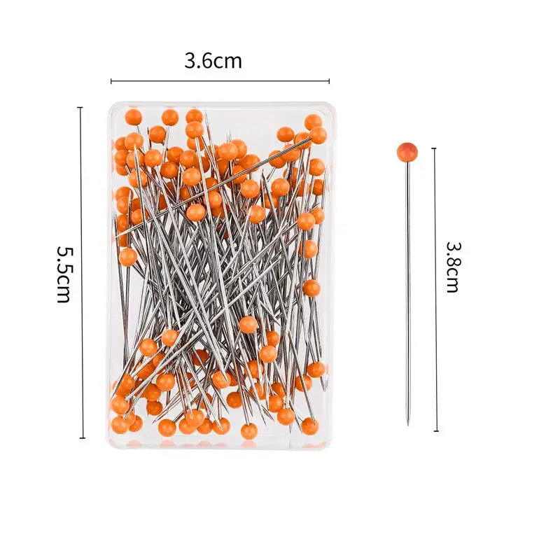 100Pcs Color Round Head Sewing Pins 38mm Glass Ball Head Positioning Pins DIY Dressmaking Jewelry Deco Sewing Accessories
