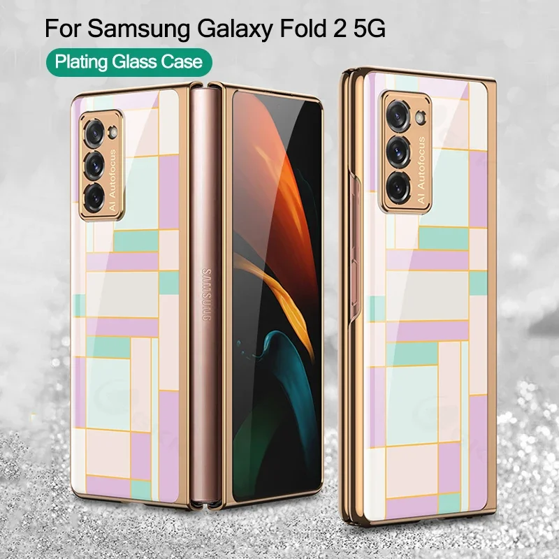 

Роскошный стеклянный чехол GKK с покрытием для Samsung Galaxy Z Fold 2 5G, защитный жесткий чехол с рисунком для Samsung Galaxy Z Fold2, чехол