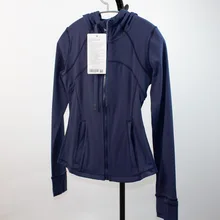 

LULU Define Hooded Jacket Zipper Pockets Long Sleeve Running Workout Push Up Coat Autumn Sporting Outfit 2022