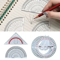 Triangle/Half Round 180/360 Degree Protractor Transparent Plastic Angle Measure Tool Angles Measuring Ruler