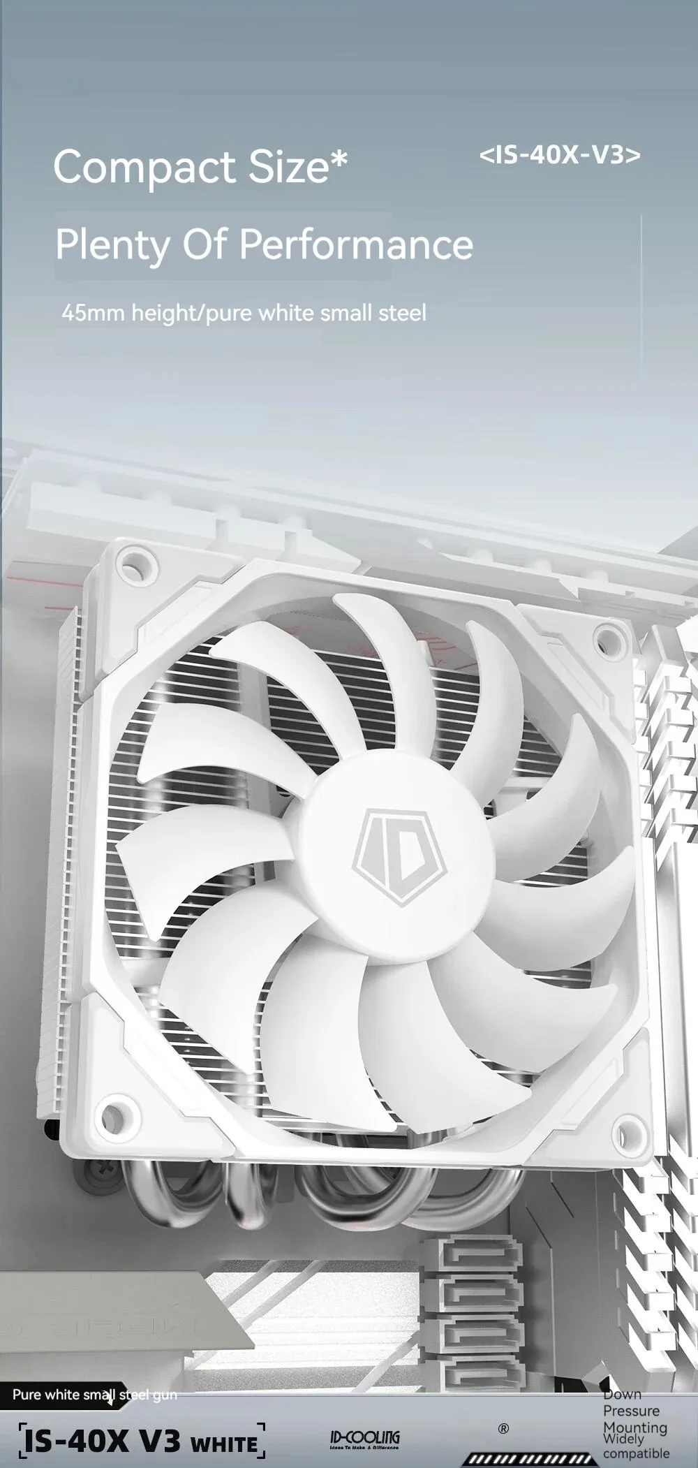 ID-COOLING ID IS-40X Low Profile CPU Cooler 4 Heat Pipes Downward Pressure Air C