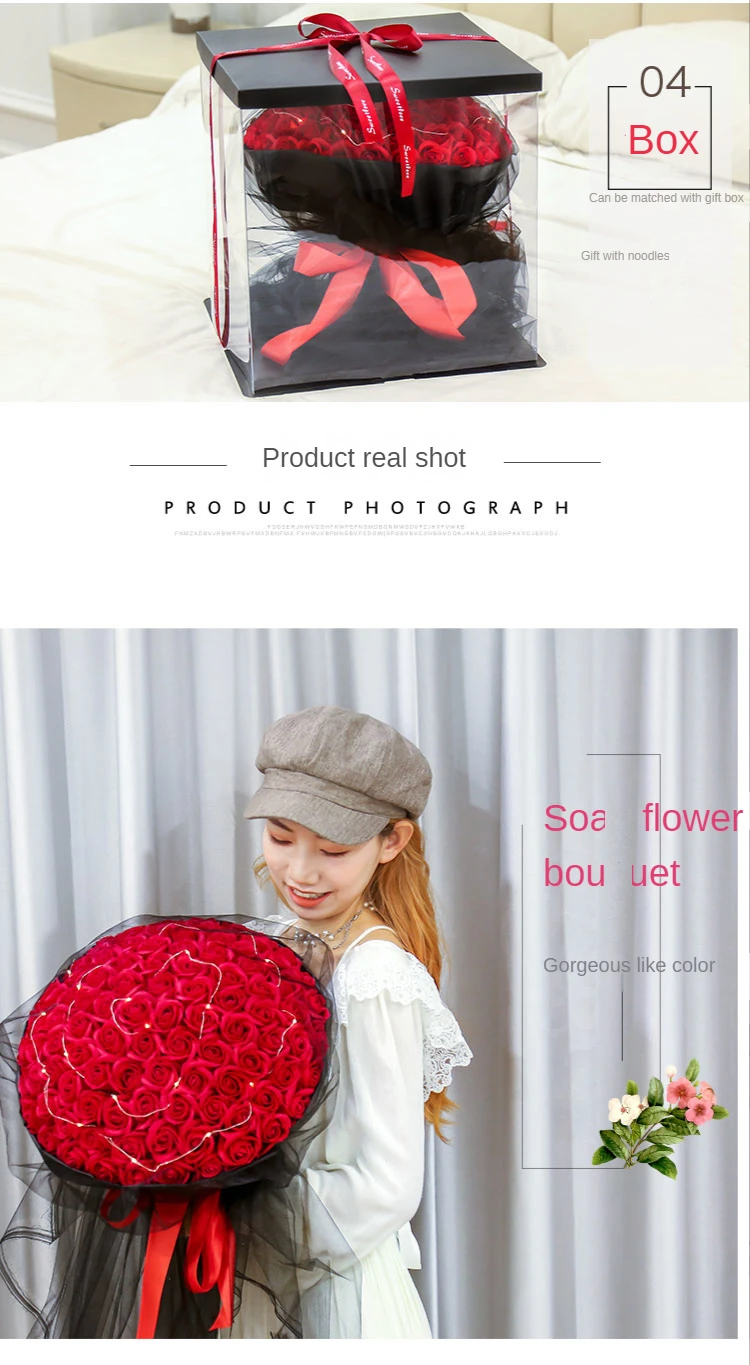 buquê de rosas de aniversário de presente para namorada namorada simulação de flores falsas caixa de sabão para dia dos namorados