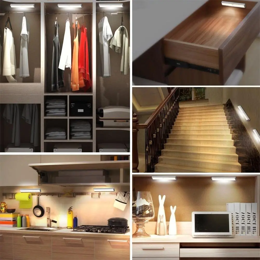 PIR Motion Sensor Light Wireless LED Night Light Bedroom Kitchen Lighting Cabinet Staircase Magnetic Rechargeable Night Lamp