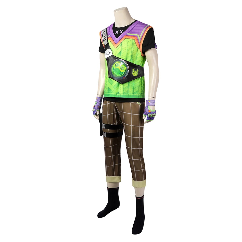 Gekko Cosplay Anime Costume VALORANT Role Play T-shirt Pants Belt Outfits Men Casual Outfits Halloween Carnival Party Suit 3
