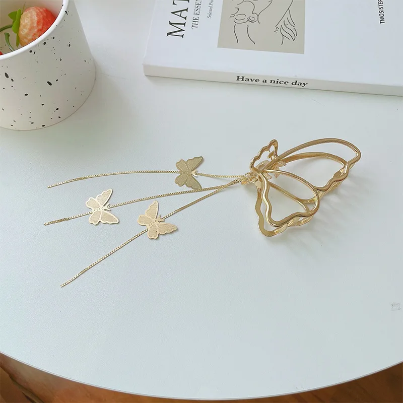 Butterfly Pearl Hair Clip Geometric Metal Hair Claw Gold Hollow Out Hairpin  Jewelry Hair Accessories For Women Girl Hair Crab