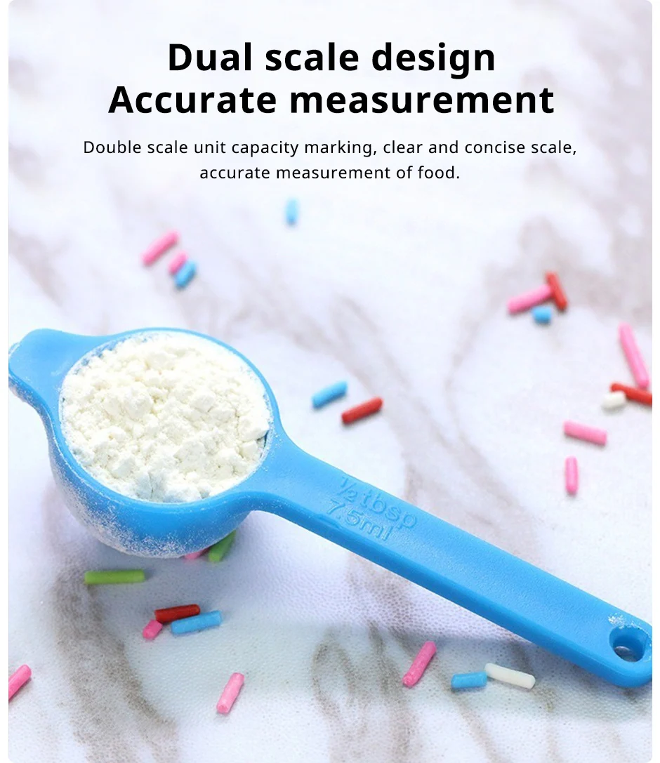 Description Picture 5 of itemRainbow Measuring Cup Colored Plastic Flour Measuring Spoon Scale Measuring Spoon Set Baking Accessories Kitchen Tools