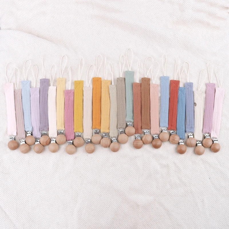 Pacifier Chain Baby Cotton Beech Pacifier Clip Infant Teething Toy Holder