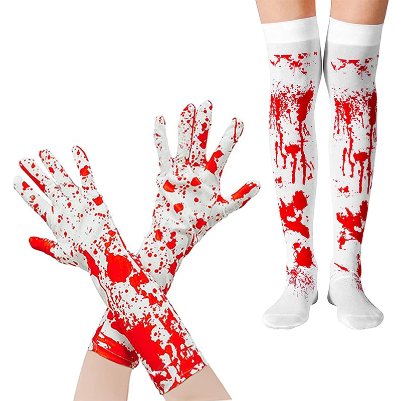 

1Pair Halloween Gloves/Socks Cosplay Party Decorations Bloody Gloves Adult Gloves Terror Atmosphere Decoration
