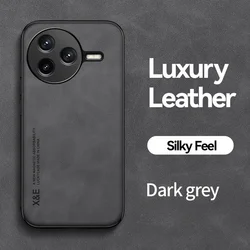 Leather Magnetic Back Cover with Soft Frame - Universal Smartphone Case for Poco X7 Pro (Dark grey)