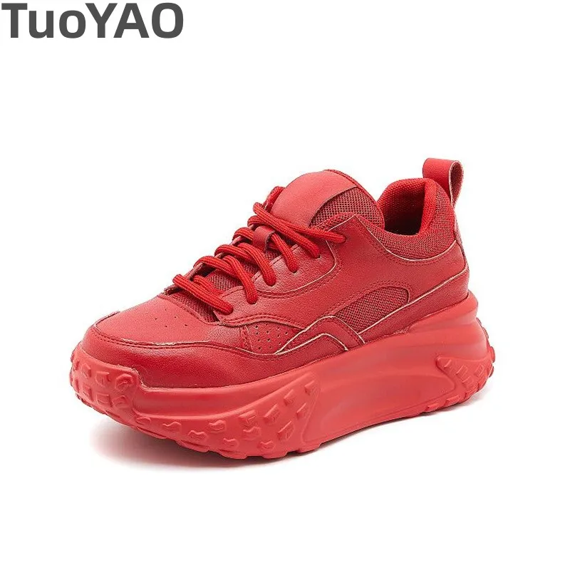 

6cm Air Mesh Genuine Leather Chunky Sneakers New Platform Wedge For Women Casual Shoes Breathable Summer Spring Fashion Ladies
