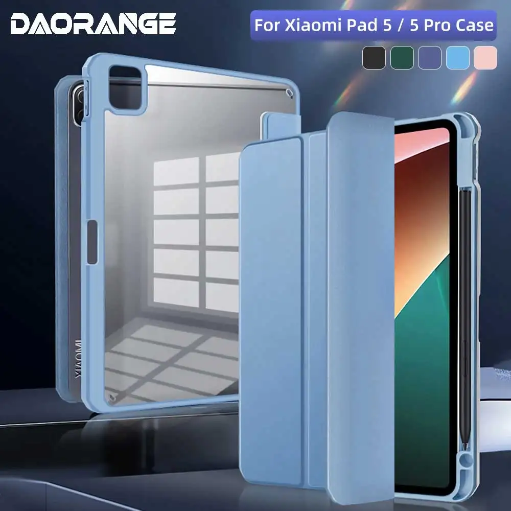 Transparent Tablet Case with Pen Holder and Auto Wake Function