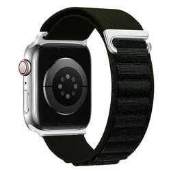 Durable Alpine Nylon Loop Strap for Apple Watch - Comfortable & Stylish Design (25 Black shiny)