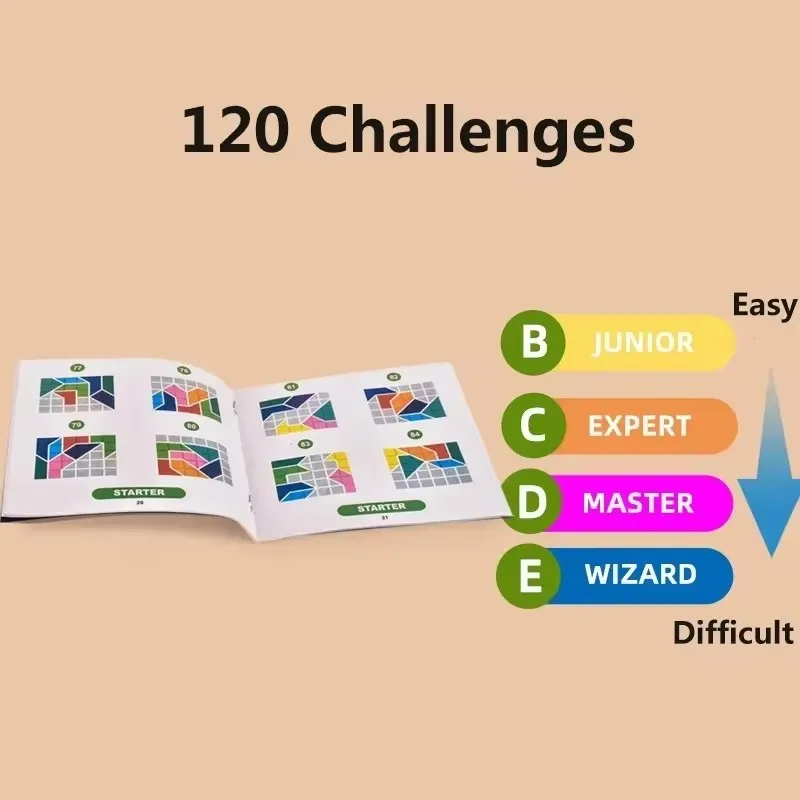 1pcs 120 Challenge Toy Modes 3D Puzzle Wisdom Love Board Game Skill Building Educational Game with Portable Box Toy Kids Gift