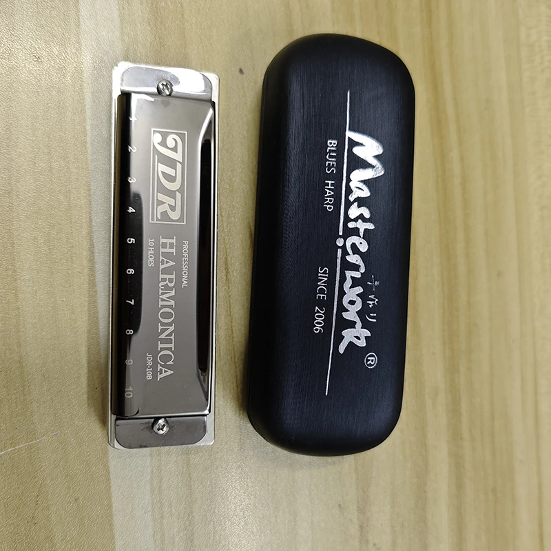 Professional 10 Hole Harmonica Metal Mouth Organ Case Diatonic Harp Tuning Musical Instrument Key 10 C Tone Blues Clues Gaita