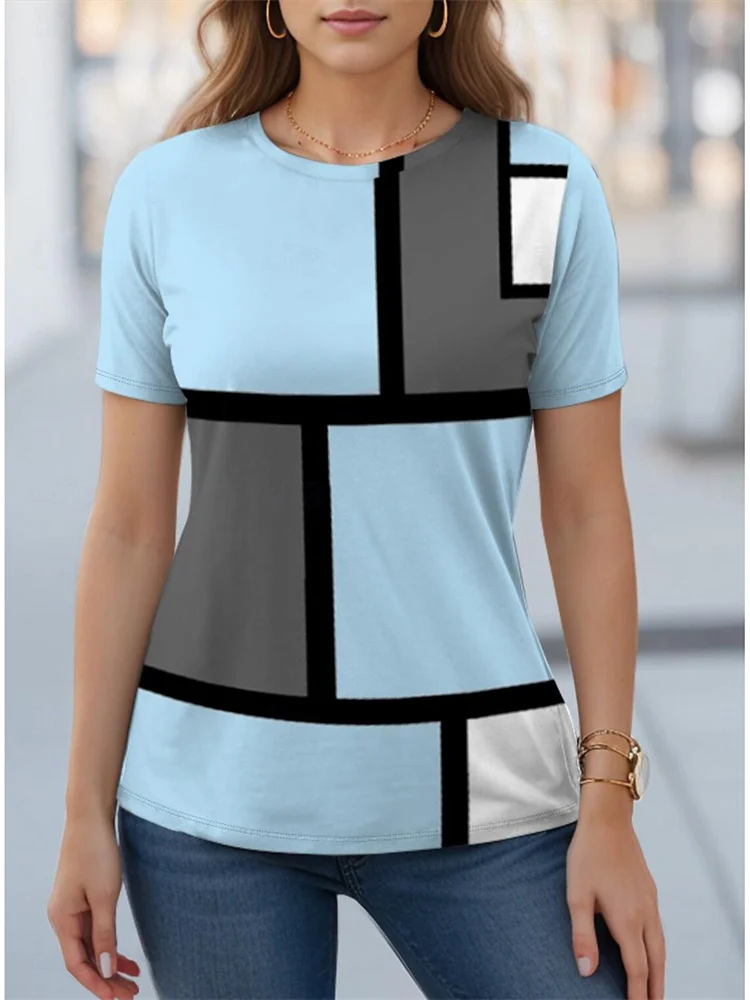 

Women's Patchwork Printing Retro Style T Shirt Field Leisure T Shirt Harajuku Streetwear Pattern T Shirt Neutral Retro Clothing