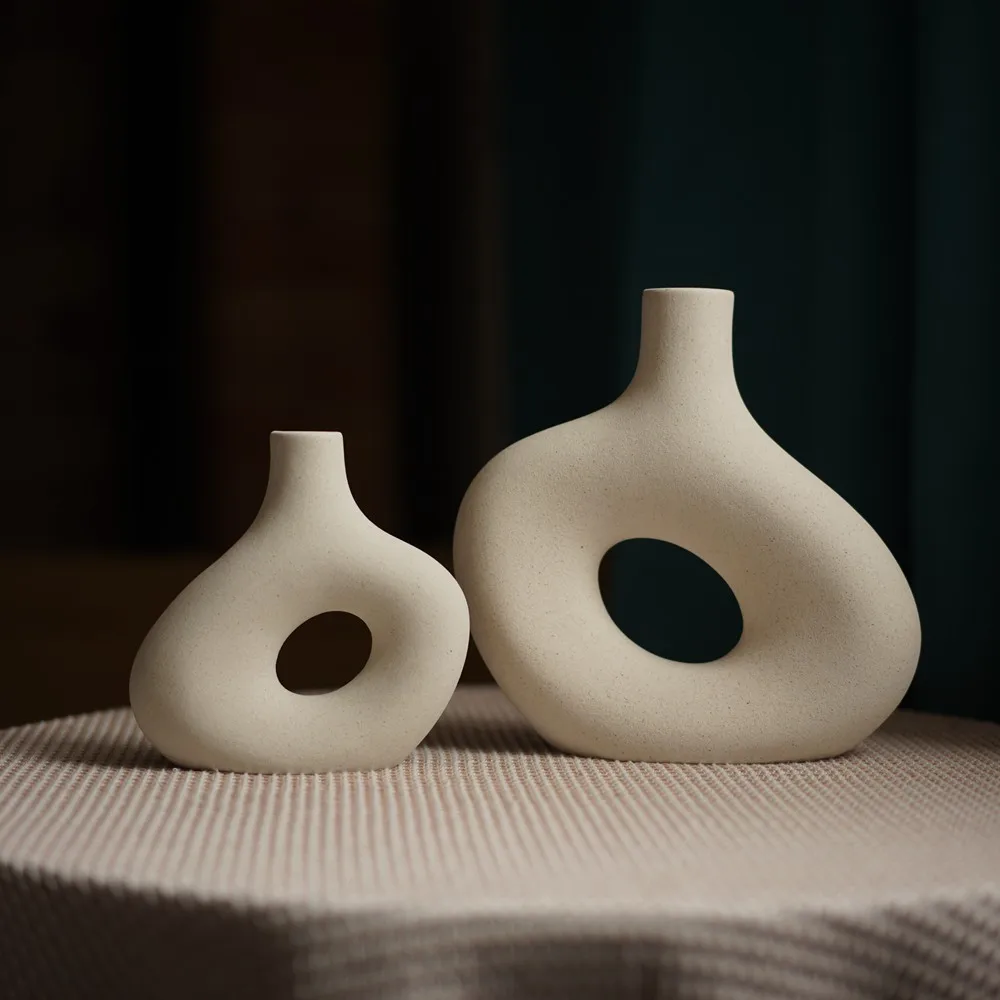 Nordic Matte Ceramic Vase for Pampas Grass Dried Flower Home Decor Zen Living Room Office Desktop Table Bathroom Decoration Gift 2