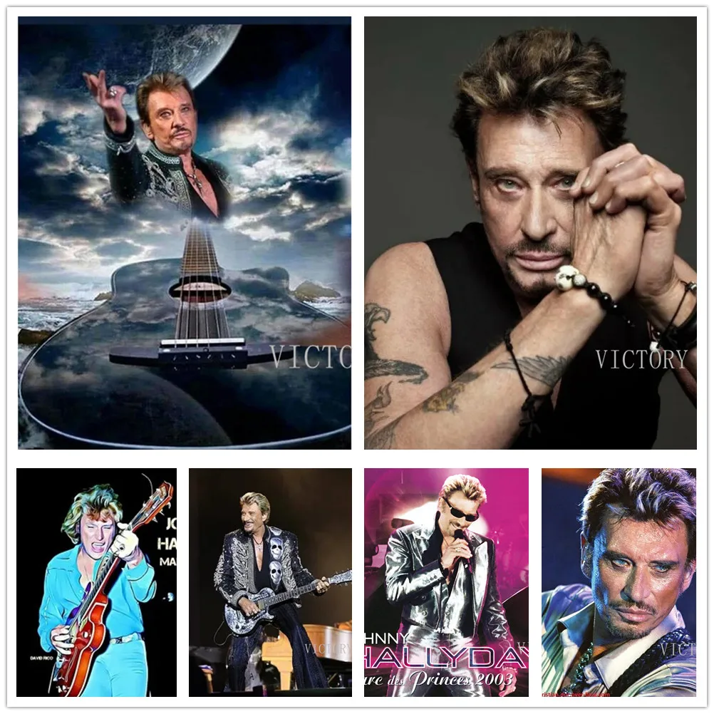 

Johnny Hallyday Art 5D Diamond Painting Full Square / Round Diamond Embroidery Rock Music Rhinestone Diy Mosaic Home Decor Gift
