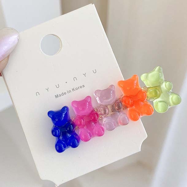 Color Jelly Bear Hair  Barrette Clips Barrettes Cute Cartoon Animal Hairpin Women Girls Hairgrips Hair Acccessories Gifts