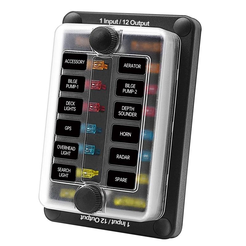 

12 Way Car Box Block Holder Screw Circuit Panel LED Light Indication for Protection Cover Termin