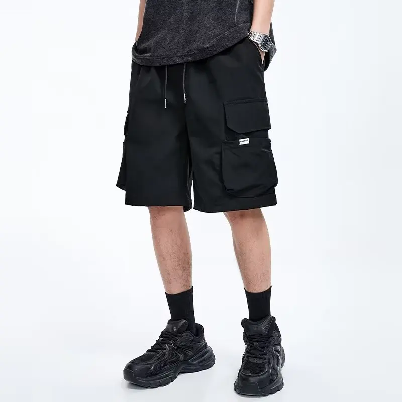 Overalls short men's summer style baggy straight cropped pants 3