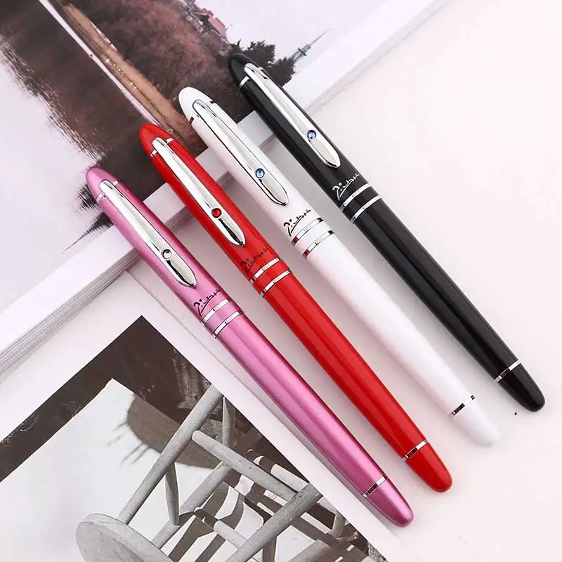 

Pimio 608 Luxury Diamond Silver Clip Fountain Pen 0.5mm Iridium Nib Metal Inking Pens with Original Gift Box Free Shipping