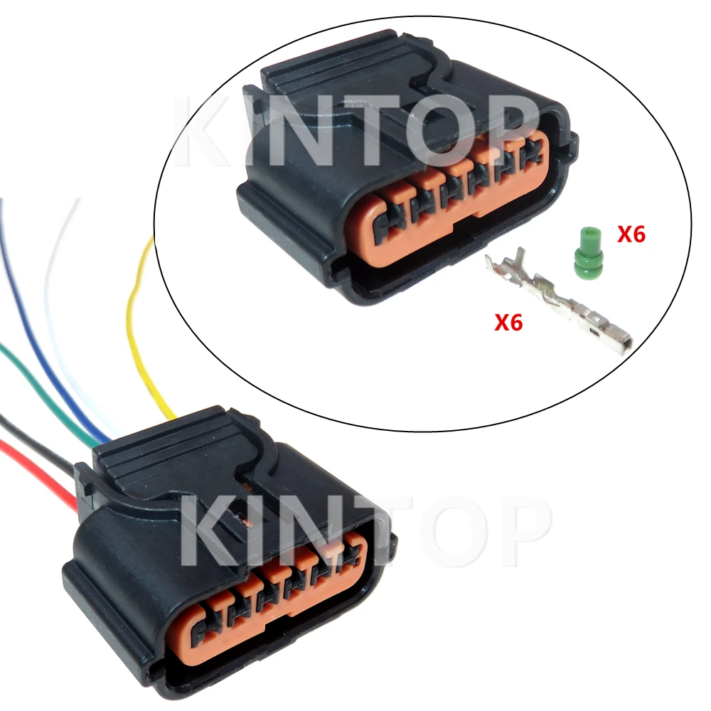 

1 Set 6 Pins Auto Accessories HP296-06100 HP286-06021 Automobile Reversing Radar Wiring Terminal Socket Starter