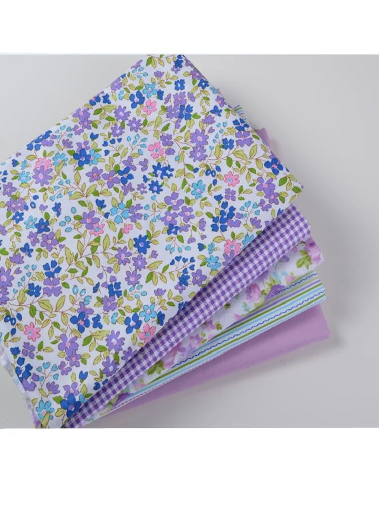 5-Pack Beautiful Purple Floral Cotton Fabric
