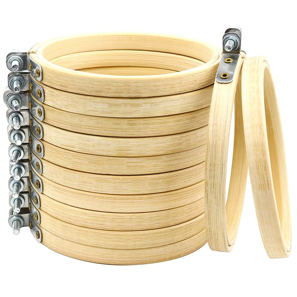 

12 Pieces 4 Inch Embroidery Hoops Bamboo Circle Hoop Ring for Embroidery and