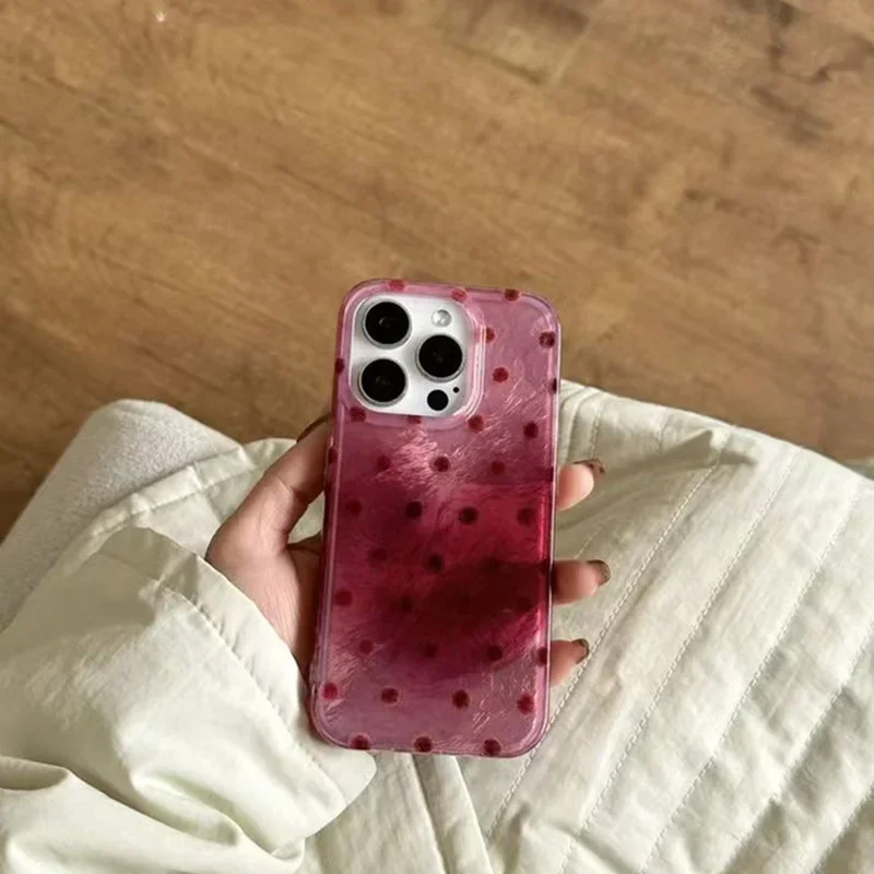 Raspberry Red Polka Dot Clear Hard Phone Cover
