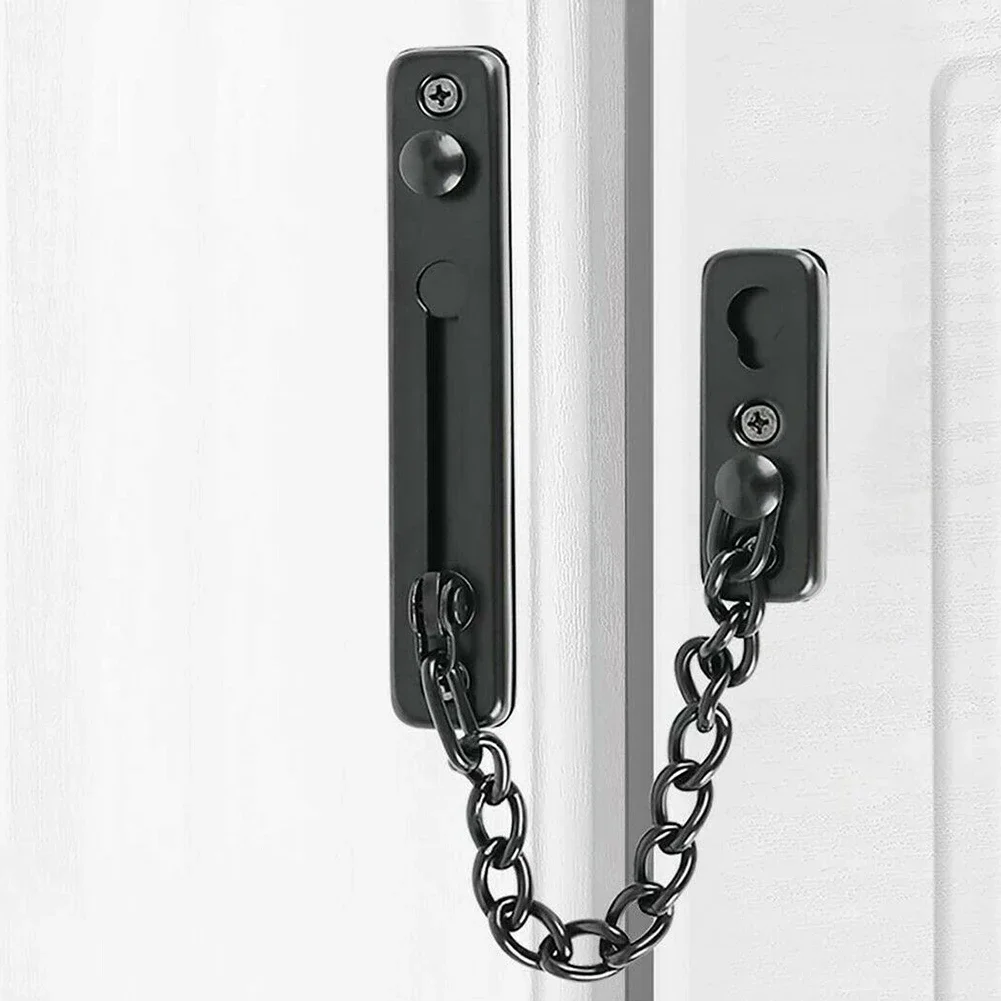 Door chain lock Door Chain Lock Stainless Steel Security Chain Guard Spring Anti-Theft Press Heavy Duty Slide Catch Latch Screw Guard Accessory