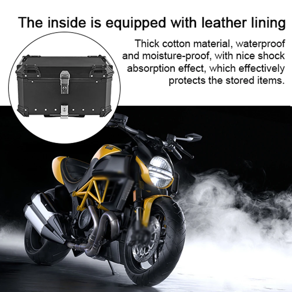 Motorcycle Tail Box 36/45/65L Motorcycle Top Box Universal MOTO Rear Trunk Helmet Box Aluminum Alloy Luggage Cases Waterproof Key Lock Tail Toolbox motorcycle toolbox motorcycle tool box