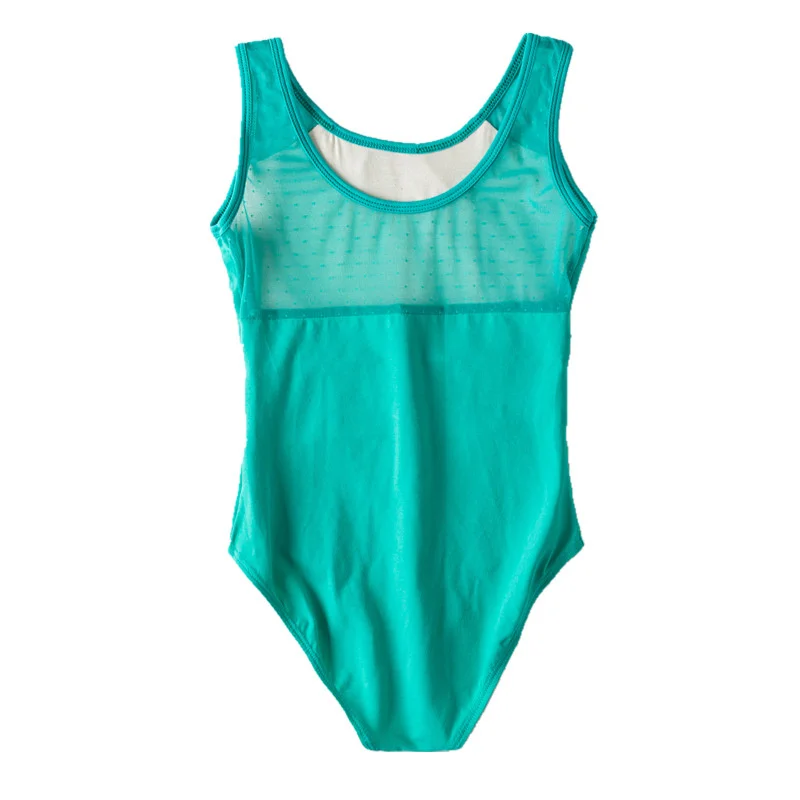 

Wholesale High Quality Kids Children Training Dance Wear Cotton Spandex Mesh Green Black Girls Ballet Leotards
