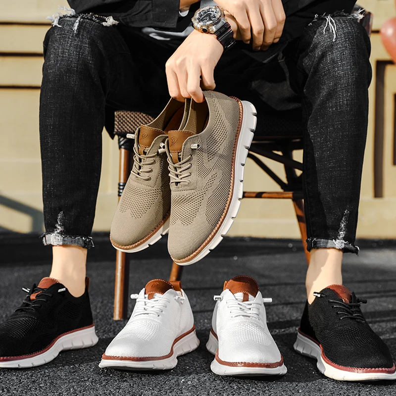 Men's Leather Dress Shoes Casual Slip-on Sneakers Lightweight