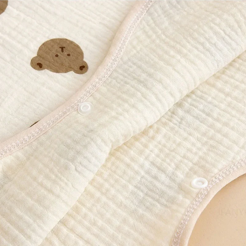 Summer Thin Four Layer Cotton Gauze Baby Jumpsuits Waistcoat Vest Cartoon Infant Kick Resistant Quilt Kids Sleeping Robe Blanket
