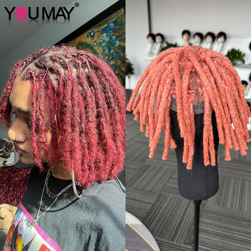 PU DreadLoc intrecciare i capelli parrucca colore Loc treccia veri capelli umani parrucca del merletto parrucchino per le donne stile uomo Dreadloc capelli yumay Virgin