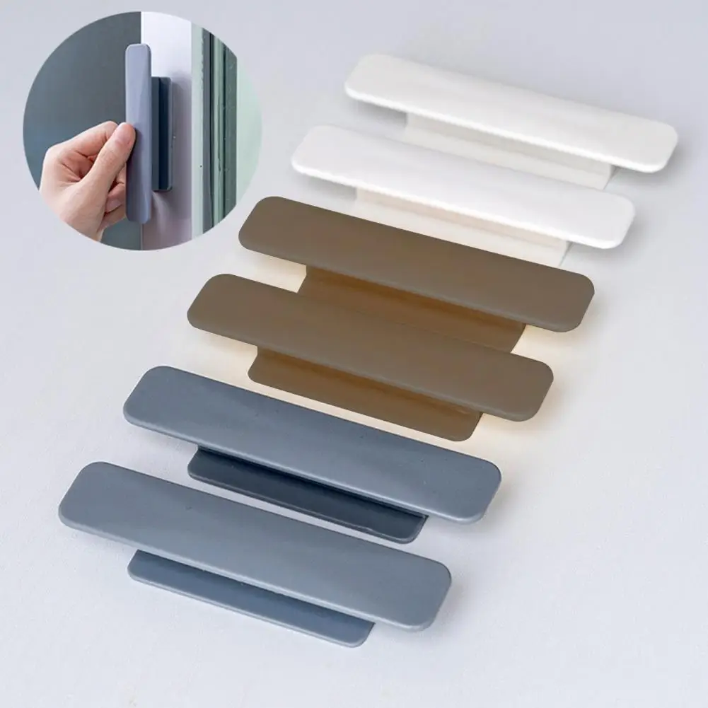 Cabinet Handle 1 Pair Punch-free Self-adhesive Cabinet Cupboard Door Pull Home Window Door Pull Furniture