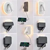 Modern Minimalist Led Wall Lamp USB Charging Indoor Bedroom Lamp Hotel Bedside Reading Lamp Wall Lights Sconce Switch AC 90~240V 1