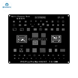 DIYPHONE Black Steel BGA Reballing Stencil for IPhone 15 14 13 12 11 XS X 8P 8 7 6 Series CPU IC Chip Tin Planting Soldering Net